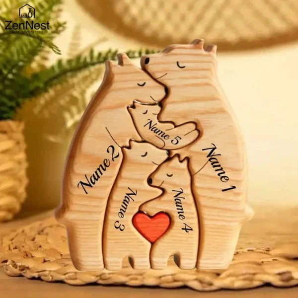 S132f99ac94a947348a06545591bcc50fg.webp Art Wooden Bear Family Puzzle Personalized Name Custom Home Decor Thanksgiving Christmas Heartwarming Gift for Baby Mom