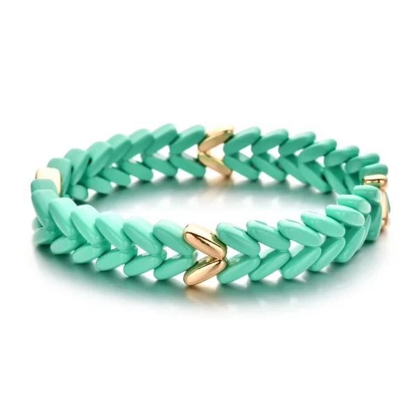 S1966f25ce9124e3bb0c3789199f4b82fF.webp New Design Leaf Feather White Colorful Ear of Wheat Bangle For Women Bohemian Elastic Bracelets For Women Beads Jewelry