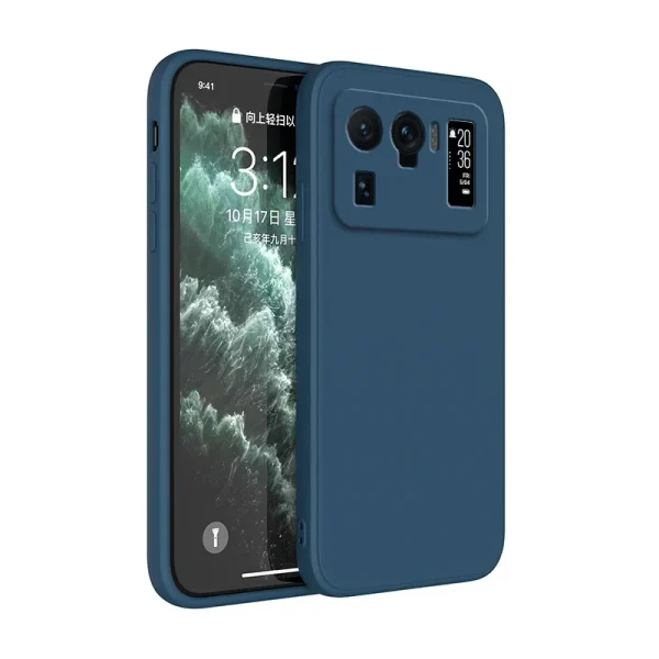 Original Soft Phone Case for Xiaomi 11 Ultra 11Ultra Pro Lite NE 5G Funda Candy Color Liquid Silicone Luxury Straight Edge Cover