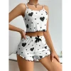 S5dea16f7bd5f4f498990609098dee8deV.webp Women's Pajamas Set Sleepwear 2 PCS Short Tank Tops And Shorts S M L White Ventilate Soft Casual Love Printing