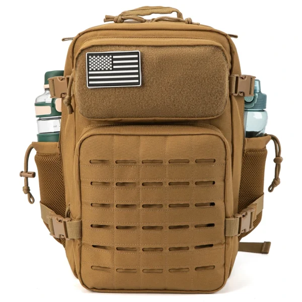 25L GYM Tactical Backpacks for Men Survival Laser Cut Molle Daypack Small Bug Out Bag Hunting Rucksack with Dual Cup Holders