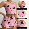 Sbebfa23a8e8b4e75b54ddc806afbe171f.webp Women's Pajamas Set Sleepwear 2 PCS Short Tank Tops And Shorts S M L White Ventilate Soft Casual Love Printing